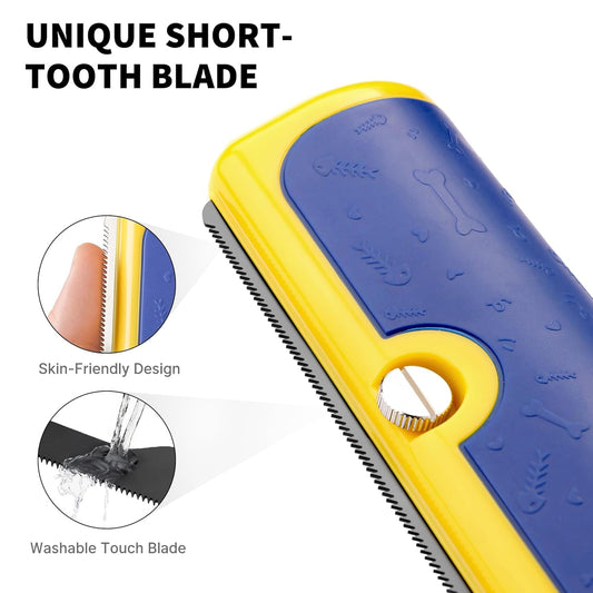PetPog Grooming & Deshedding Brush 2.0 Blue-Yellow