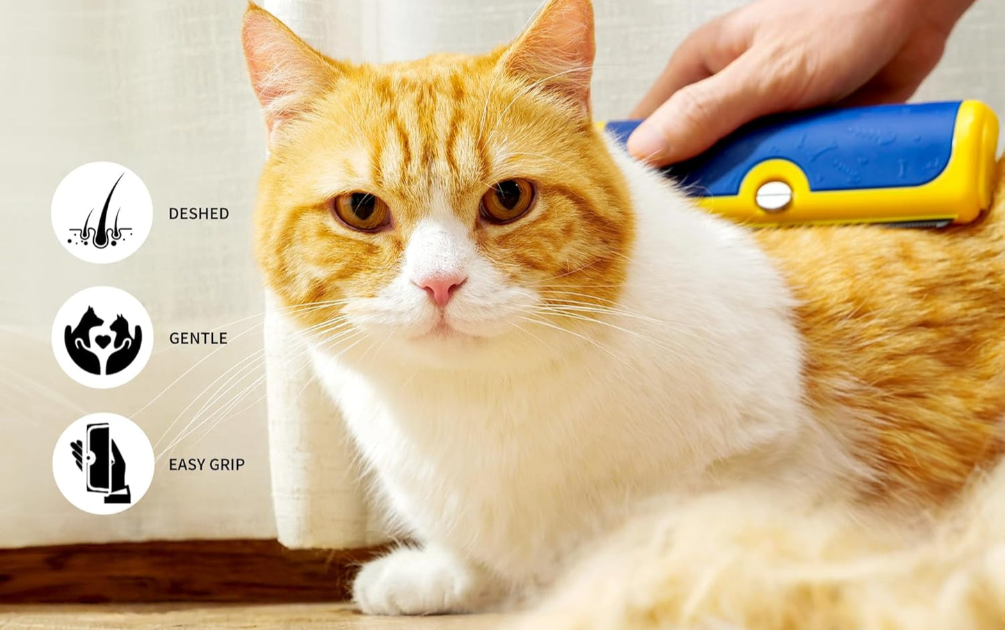 PetPog Grooming & Deshedding Brush 2.0 Blue-Yellow